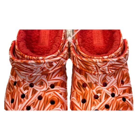 NWT Crocs Classic Lined Candy Cane Clogs Size M9/W11 Red White Christmas Slip On - Picture 8 of 9